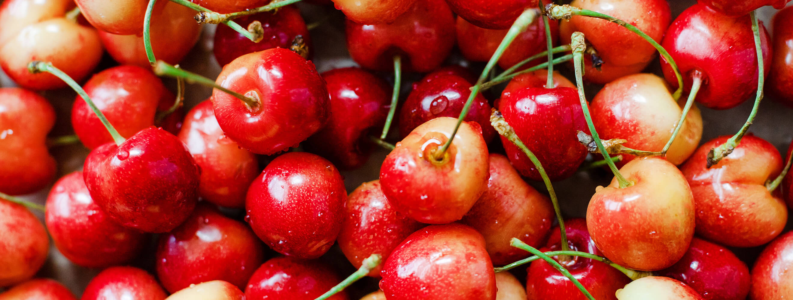 fresh cherries in a pile