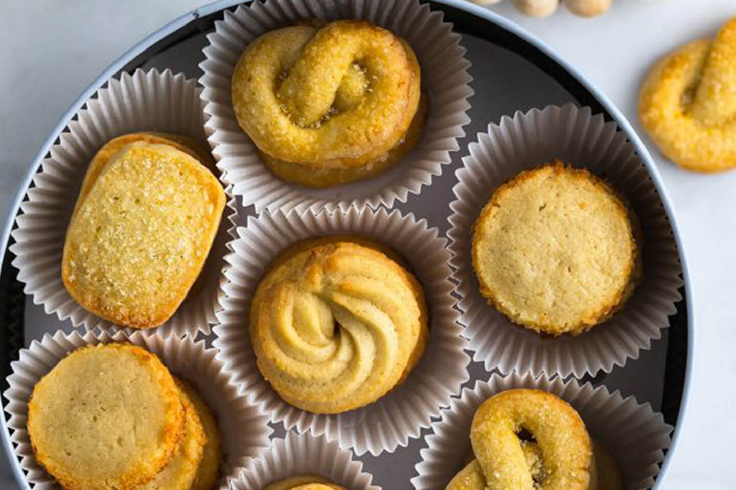 butter cookies in a tin