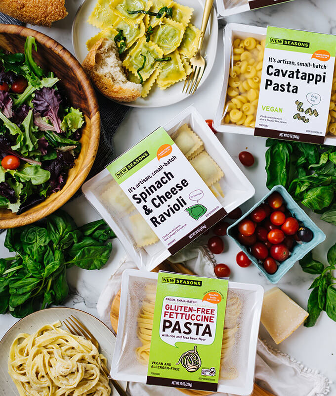 New Seasons Market Partner Brand products and packaging for pasta representing thoughtful sourcing